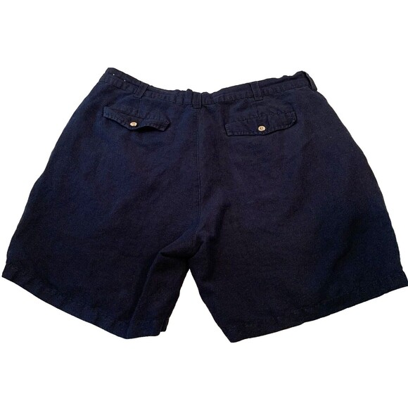 Cubavera Casual Shorts Mens 40 Linen Blend Navy Blue Pleated Front Dadcore - Picture 1 of 7